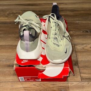 Nike Sage Green Mesh Athletic Sneakers with Navy Accents